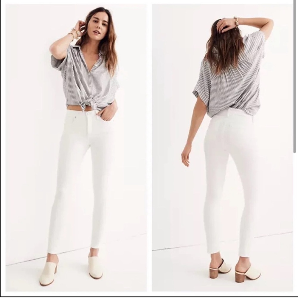 madewell 9" high waisted rise skinny tall white jeans